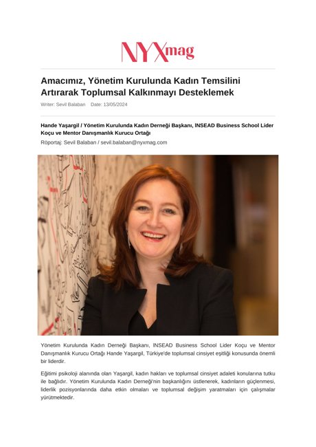 NYX Mag - Amacımız Yönetim Kurulunda Kadın Temsilini Artırmak